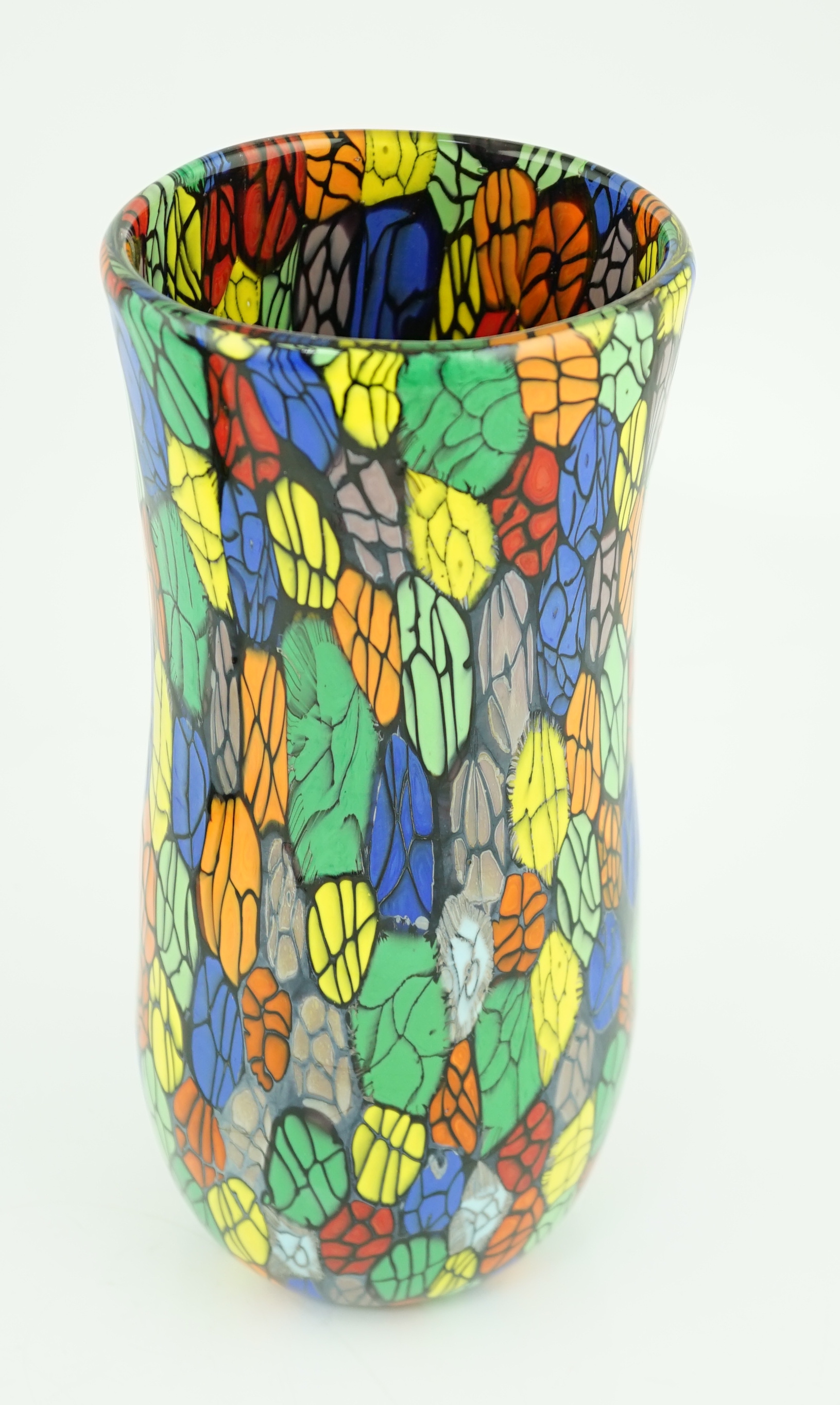 Vittorio Ferro (1932-2012) A Murano glass Murrine vase, the waisted body with a multicoloured design, signed, 30cm, Please note this lot attracts an additional import tax of 20% on the hammer price